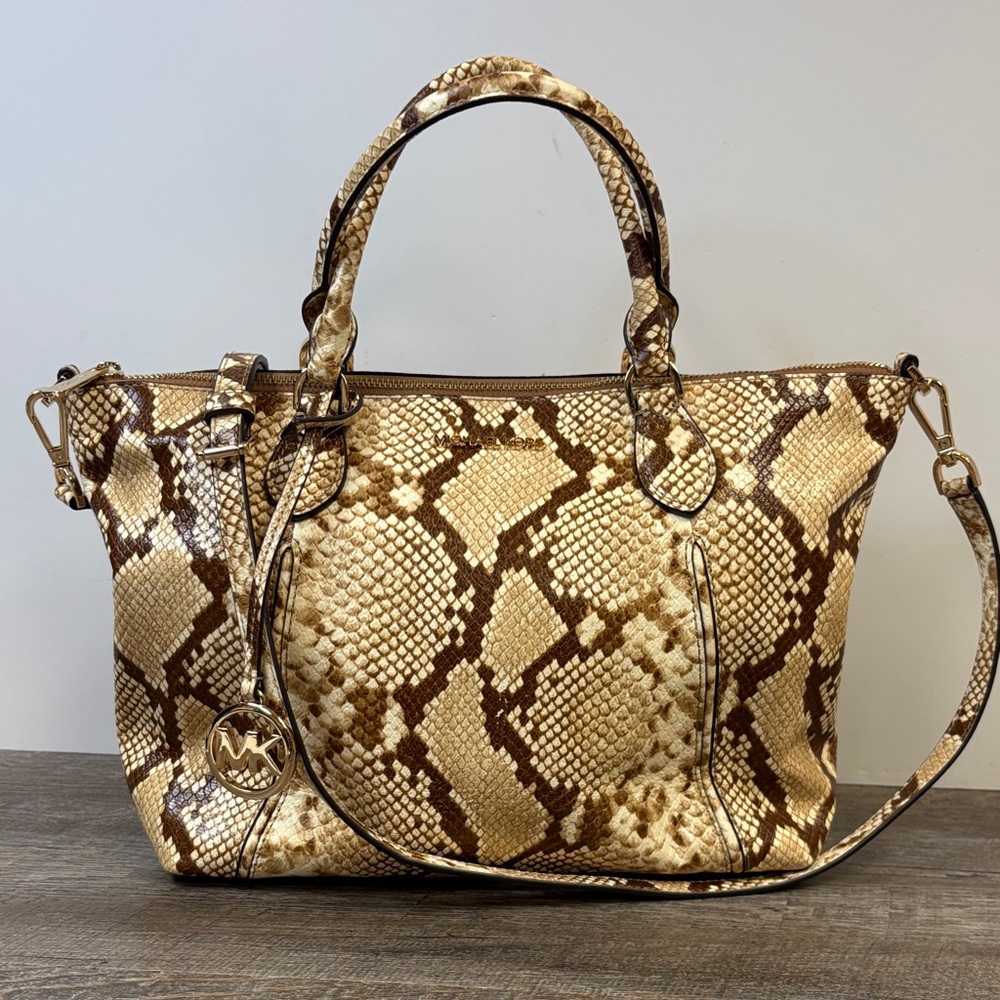 Michael Kors “Selma” Snakeskin Embossed Satchel (Large)